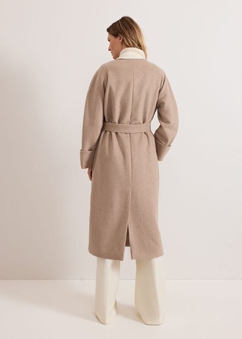 Phase Eight Aoife Collarless Wool Wrap Coats Grey Canada | BMNLAR-576